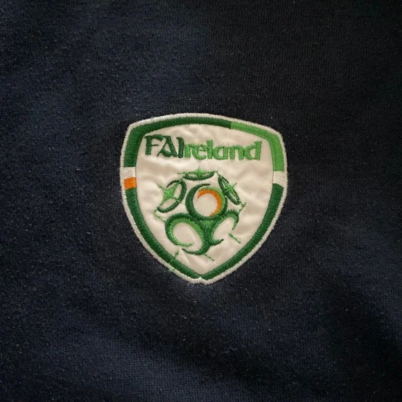 VTG Y2K Umbro Ireland Football Training Track Jacket L Navy 1/4 Zip FAI Eircom - Picture 3 of 10